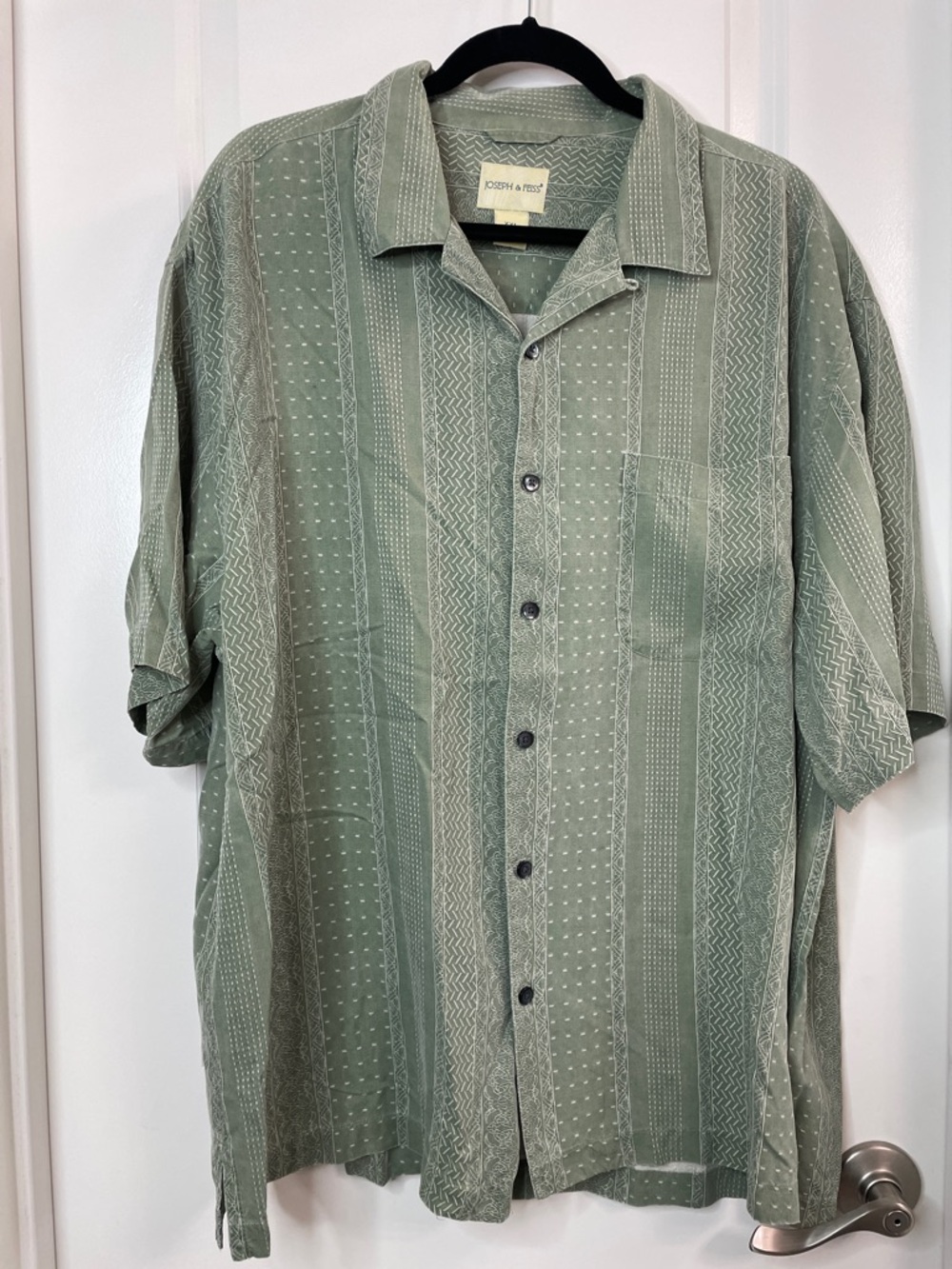 Joseph & Feiss Men's Sage Green Short-Sleeve Button-Up Shirt